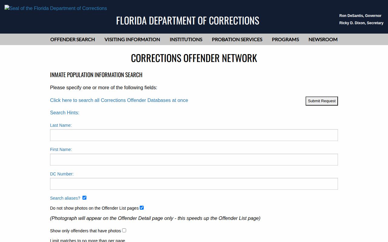 Florida Corrections search for Osceola County sentenced offender photos