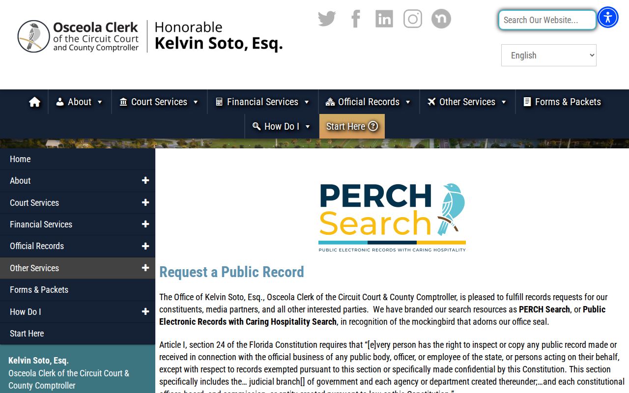 Osceola County criminal court and booking disposition record access