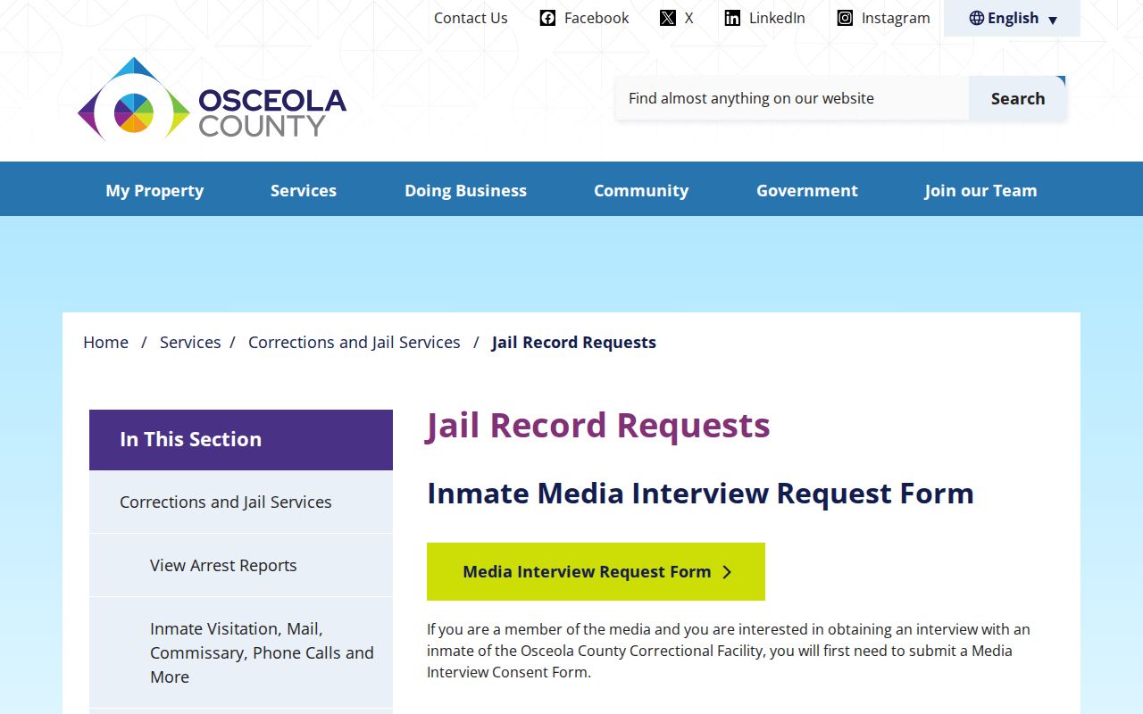 Osceola County booking record and photo request policy